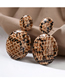 Fashion Dark Brown Round Leopard-print Geometric Snakeskin Earrings