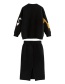 Fashion Black Monkey Knit Sweater + Knit Half Skirt Set