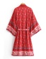 Fashion Red Printed Lace Kimono