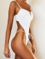 Fashion White Lace-up V-piece Swimsuit