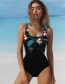 Fashion Gradient Flamingo Floral Printed Gradient Backless One-piece Swimsuit