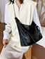 Fashion Black Stitched Zipper Shoulder Bag
