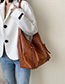 Fashion Brown Stitched Zipper Shoulder Bag
