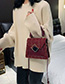 Fashion Red Wine Wool Plaid Stitching Portable Slung Shoulder Bag