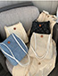 Fashion Blue Round Rhombic Embroidery Line Shoulder Bag