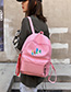 Fashion Pink Canvas Leaf Print Backpack