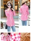 Fashion Red And White Flower Grid Thickened And Velvet Plaid Shirt