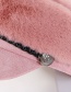 Fashion Pink Plush Octagonal Leather Cord Beret