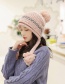 Fashion Pink Double-layer Plus Velvet Color Matching Three Hair Ball Wool Cap
