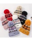 Fashion Beige Knitted Color Matching Wool Ball Cap