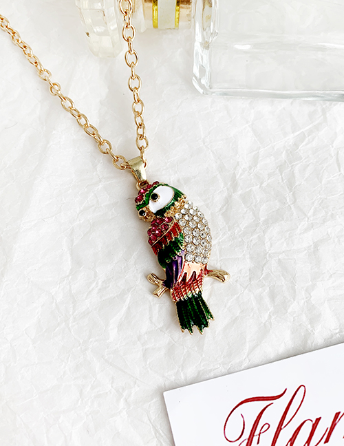 Fashion Red Alloy Diamond Parrot Necklace