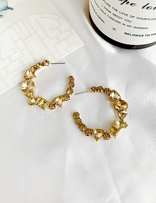 Fashion White Alloy Diamond-studded Round Earrings