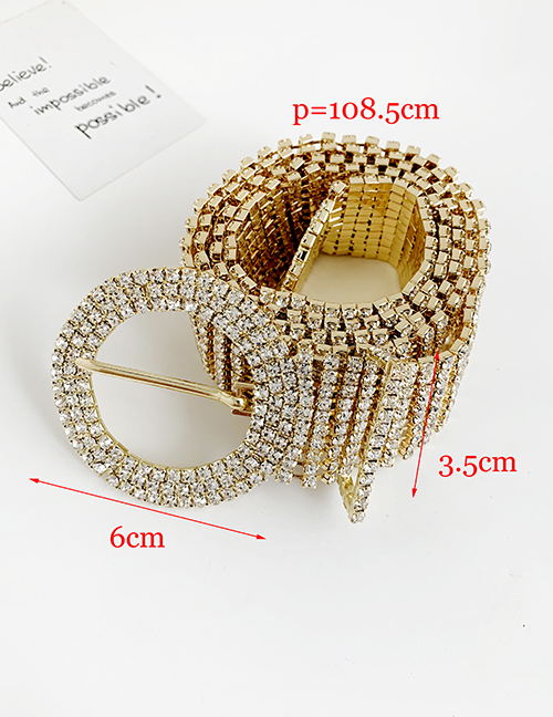 Fashion Gold Alloy Diamond Round Belt