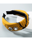 Fashion Yellow Cloth And Diamond Pearl Wide-brimmed Knotted Headband