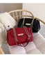 Fashion Red Wine Chain Lock Embroidery Thread Shoulder Messenger Bag