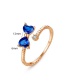Fashion Blue Zirconium Rose Gold Bow Open Ring