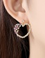 Fashion Rose Gold Copper Inlaid Zirconium Heart Shaped Snow Earrings