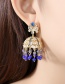 Fashion Blue Zircon Full Tassel Earrings