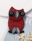 Fashion Red Owl Leather Brooch