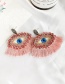 Fashion Royal Blue Resin Rhinestone Embroidery Eye Tassel Earrings