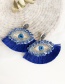 Fashion Pink Resin Rhinestone Embroidery Eye Tassel Earrings