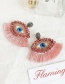 Fashion Royal Blue Resin Rhinestone Embroidery Eye Tassel Earrings