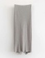 Fashion Gray Knitted Irregular Split Ruffle Skirt