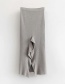 Fashion Gray Knitted Irregular Split Ruffle Skirt