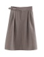 Fashion Khaki Cotton Pleated Skirt