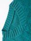 Fashion Peacock Blue V-neck Knit Sweater