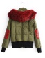 Fashion Red Fur Collar Cotton Coat