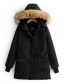Fashion Black Fur Collared Pike Coat