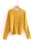 Fashion Yellow Diamond Checkered Round Neck Sweater
