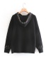 Fashion Black Contrast Stitching Inlaid Sweater