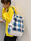 Fashion Light Blue Canvas Plaid Backpack