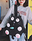 Fashion Large Black Cartoon Cat Eating Small Fish Canvas Shoulders Parent-child Package