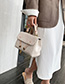 Fashion White Embroidered Line Stone Pattern Shoulder Bag