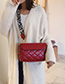 Fashion Red Embroidery Line Rhombic Hand Holding Messenger Bag