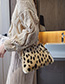Fashion Khaki Leopard Pinch Plush Chain Shoulder Messenger Bag