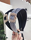 Fashion Navy Diamond Velvet Wide-brimmed Headband