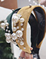 Fashion Yellow Suede Beaded Flower Wide Side With Toothed Non-slip Headband
