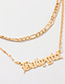 Fashion Gold English Babygirl Letter Double Necklace