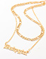 Fashion Gold English Babygirl Letter Double Necklace