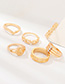 Fashion Gold Metal Round Letter Ring Set Of 6