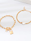Fashion Gold Metal Lock Natural Pearl Bracelet