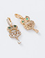 Fashion Gold Crystal Zircon Owl Earrings