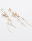 Fashion Gold  Silver Needle Crystal Bow Tassel Earrings