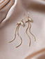 Fashion Gold  Silver Studded Zircon Fishtail Double Tassel Earrings