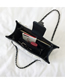 Fashion Black Plush Lock Chain Single Back Messenger Bag