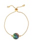 Fashion Ring Gold Natural Abalone Round Cutout Geometric Bracelet